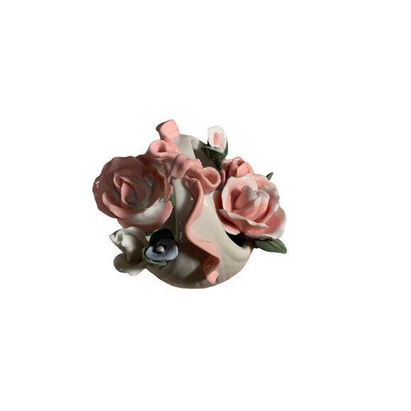 Vintage Porcelain Swan & Basket Figurines With Florals - Picture 13 of 15